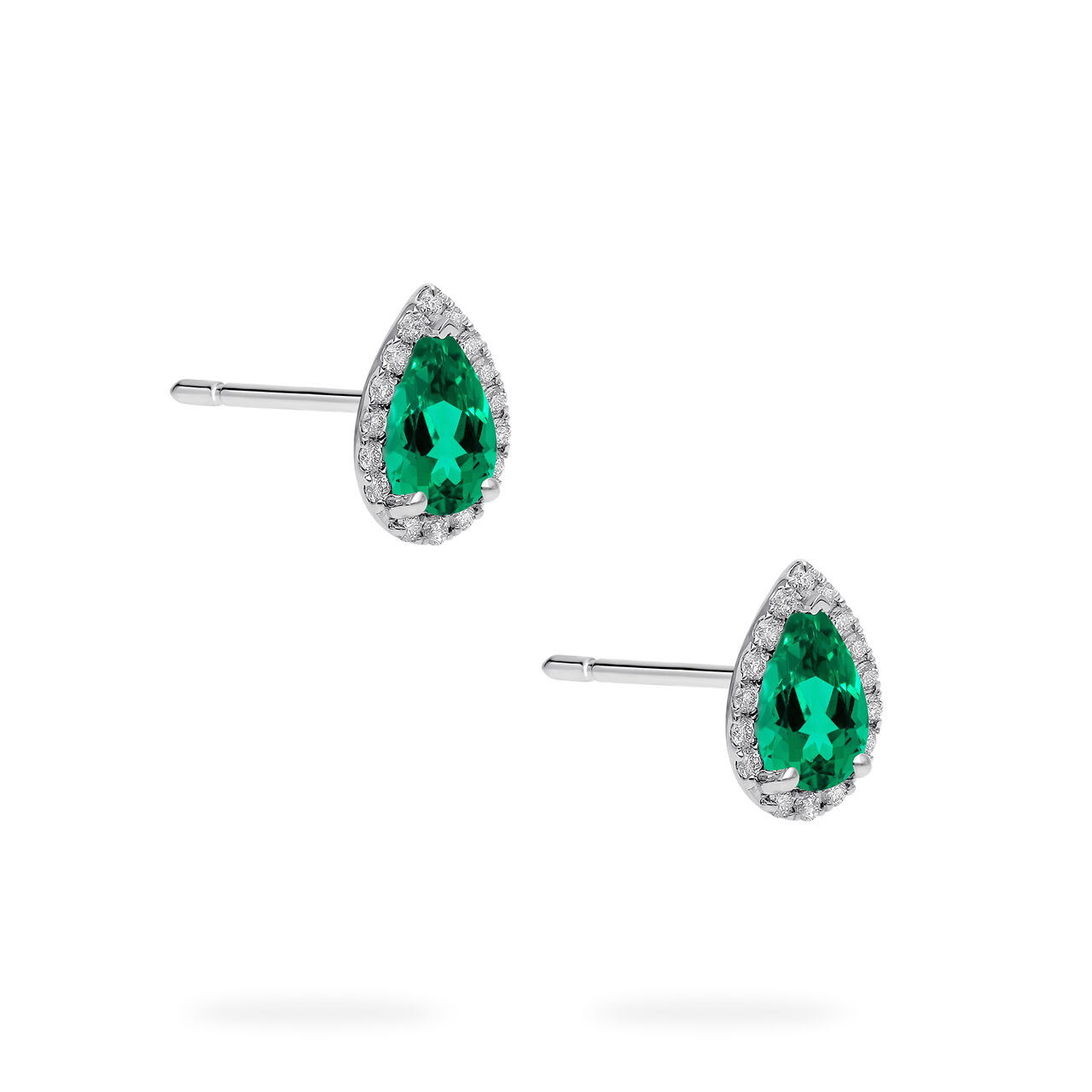 Birks Essentials White Gold Emerald and Diamond Stud Earrings image number 3